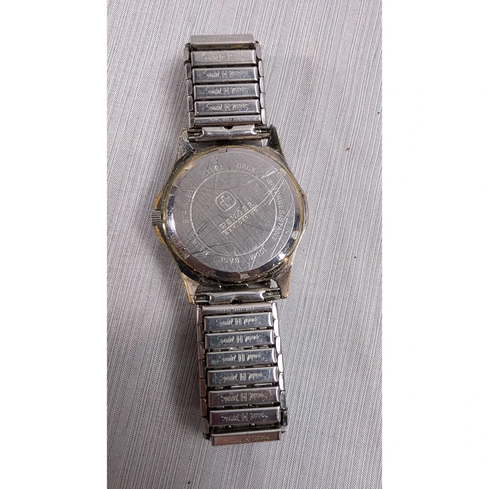 Wenger S.A.K. Design Watch Silver Tone White Dial Speidel Band Swiss Military